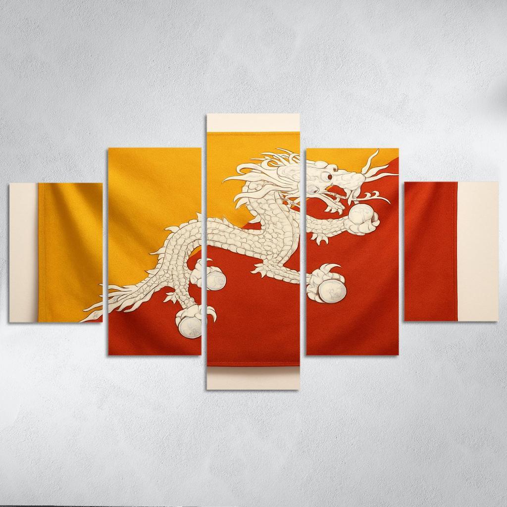 Crimson Dragon Vigil The Flag Of Bhutan Reimagined oil paintings frame