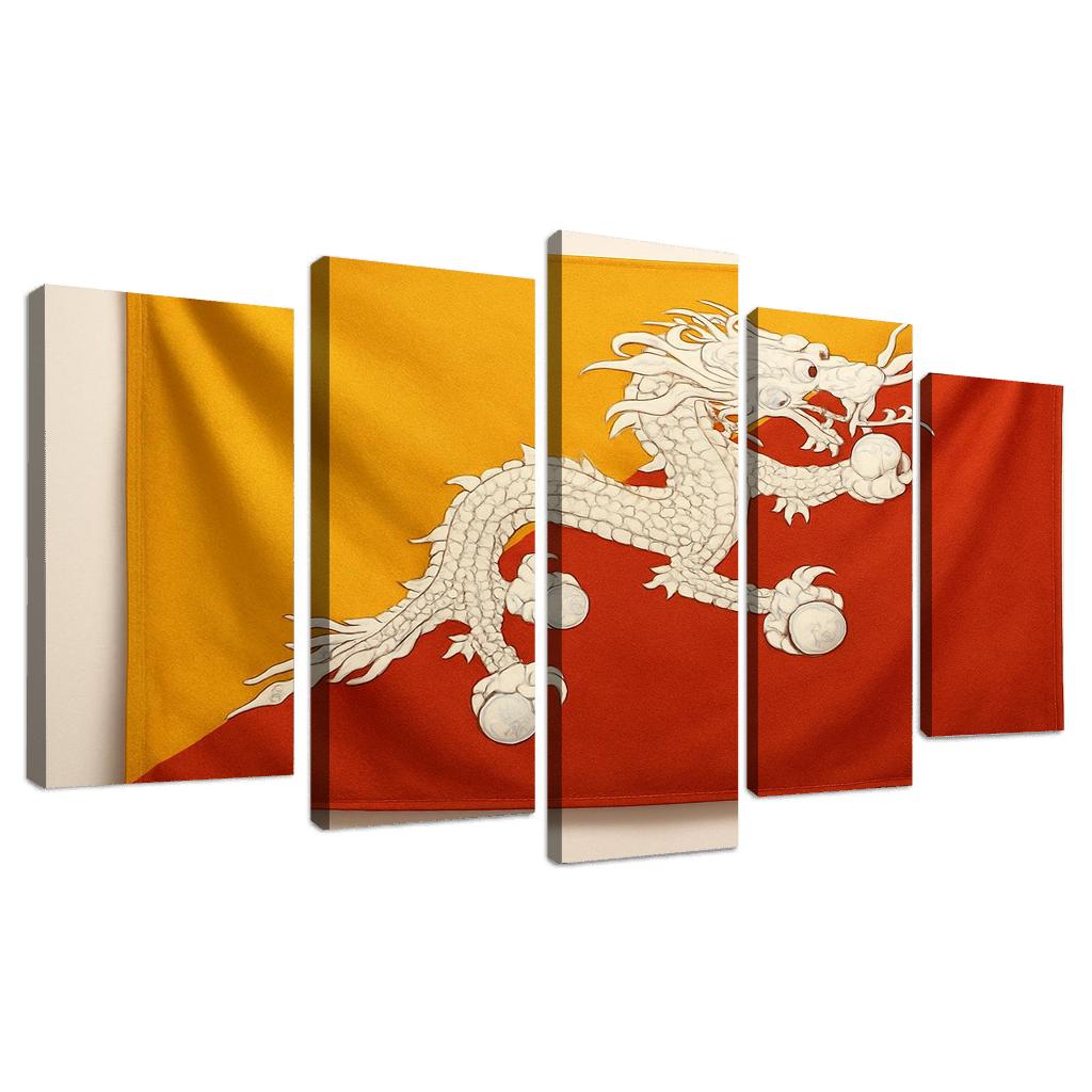 Crimson Dragon Vigil The Flag Of Bhutan Reimagined oil paintings frame
