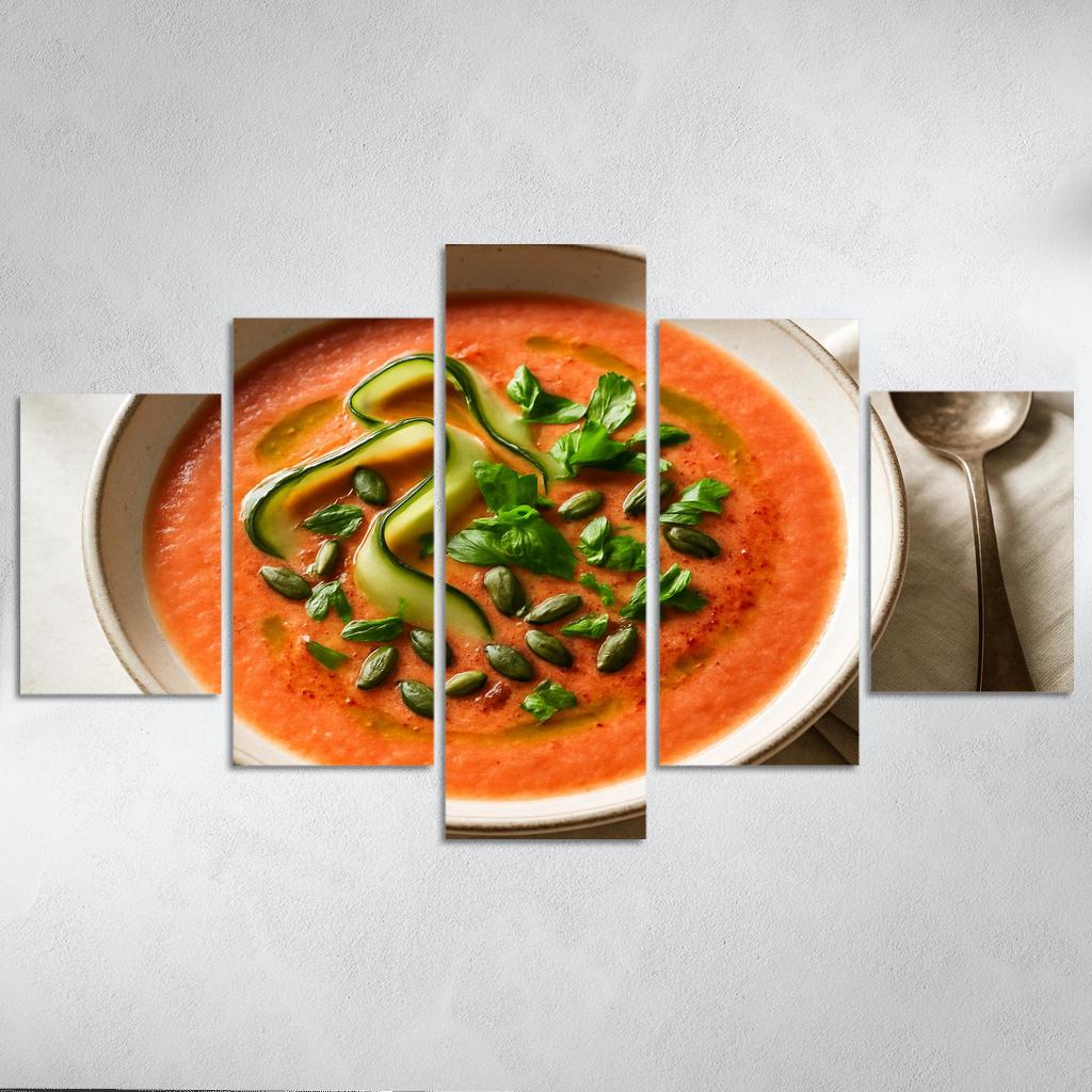 Smoky Tomato Peach Gazpacho With Cucumber Ribbons wall decor