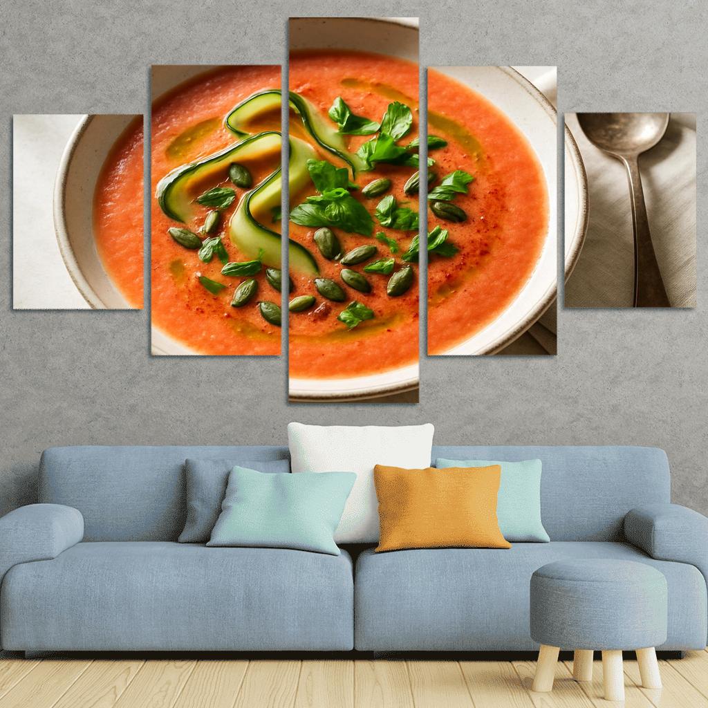 Smoky Tomato Peach Gazpacho With Cucumber Ribbons wall decor