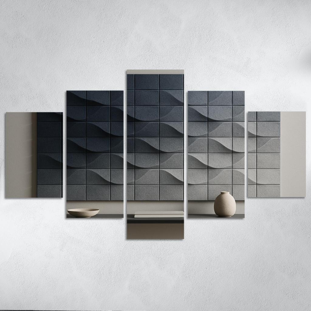 Sculptural Acoustic Felt Wall Tiles With Ombre Relief multi-panel paintings