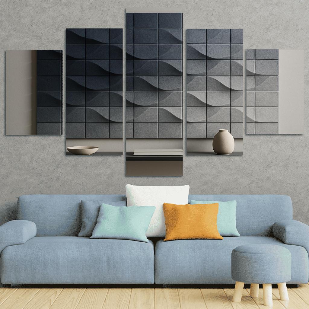 Sculptural Acoustic Felt Wall Tiles With Ombre Relief multi-panel paintings