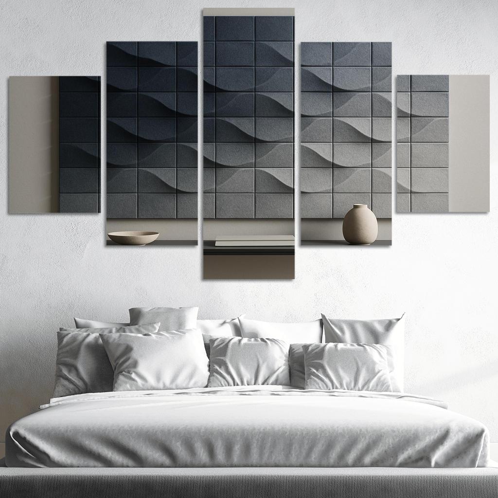 Sculptural Acoustic Felt Wall Tiles With Ombre Relief multi-panel paintings