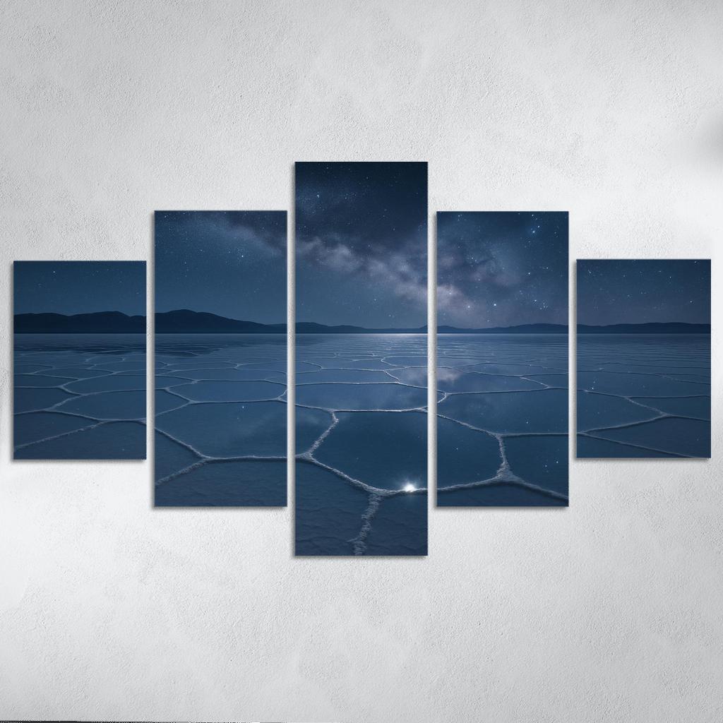 Moonlit Salt Flats Beneath An Indigo Sky modern paintings frame