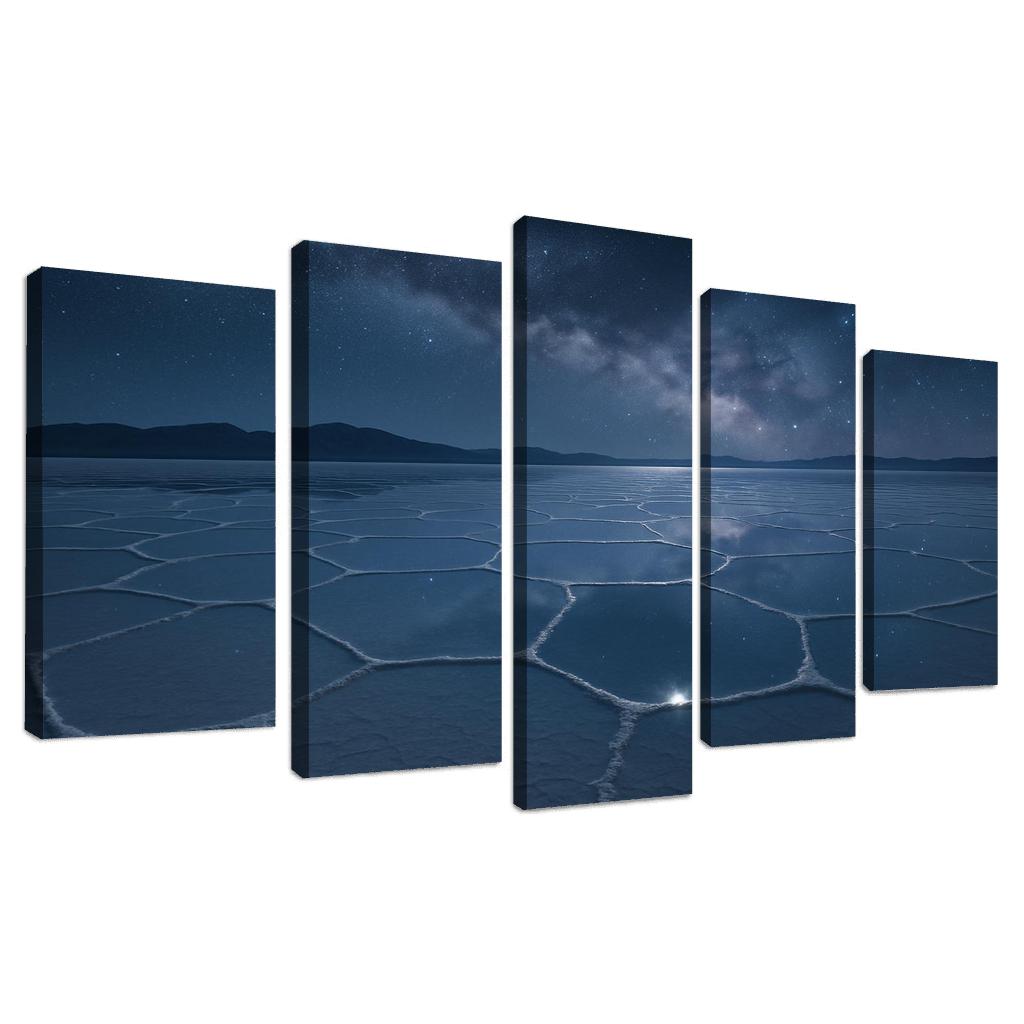 Moonlit Salt Flats Beneath An Indigo Sky modern paintings frame