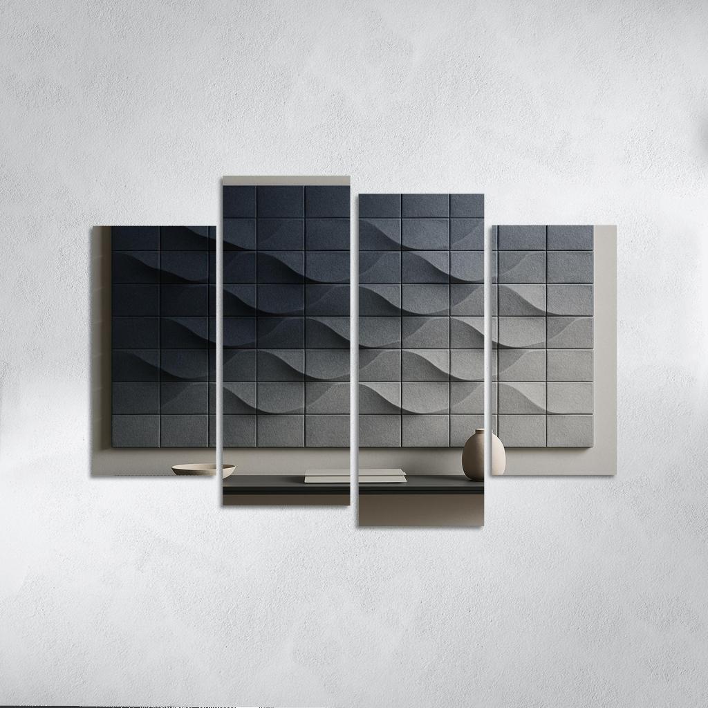 Sculptural Acoustic Felt Wall Tiles With Ombre Relief multi-panel paintings