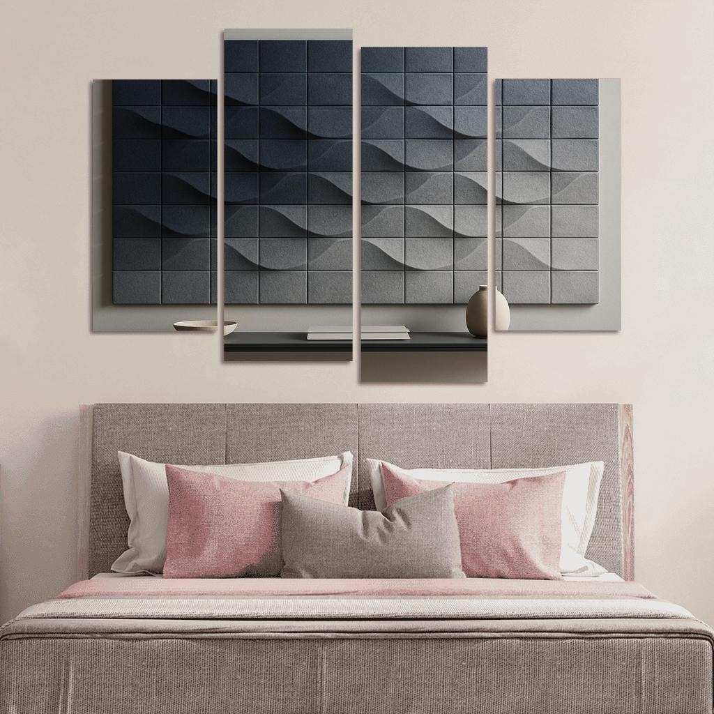 Sculptural Acoustic Felt Wall Tiles With Ombre Relief multi-panel paintings