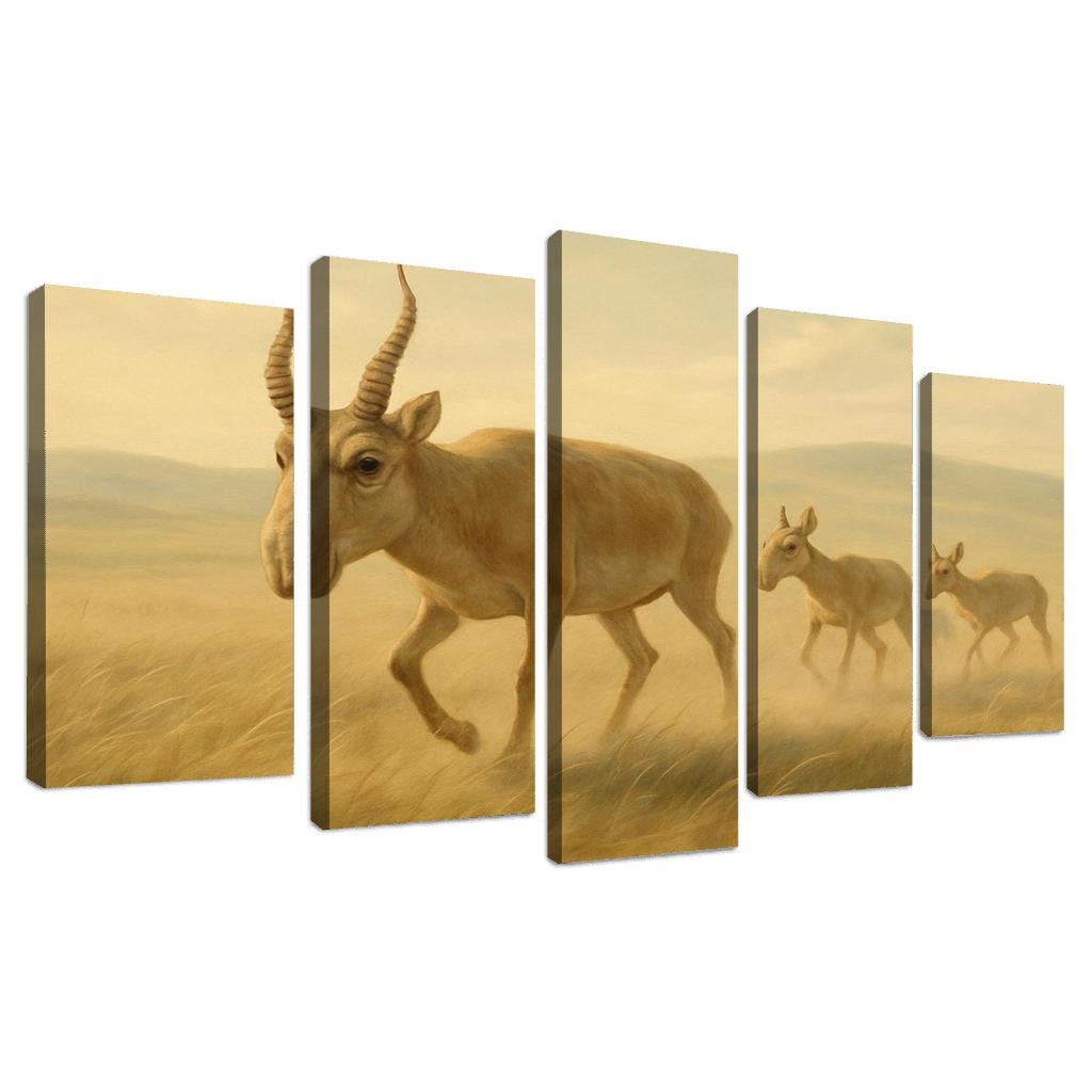 Saiga Antelope Crossing The Wind Swept Steppe wall decor