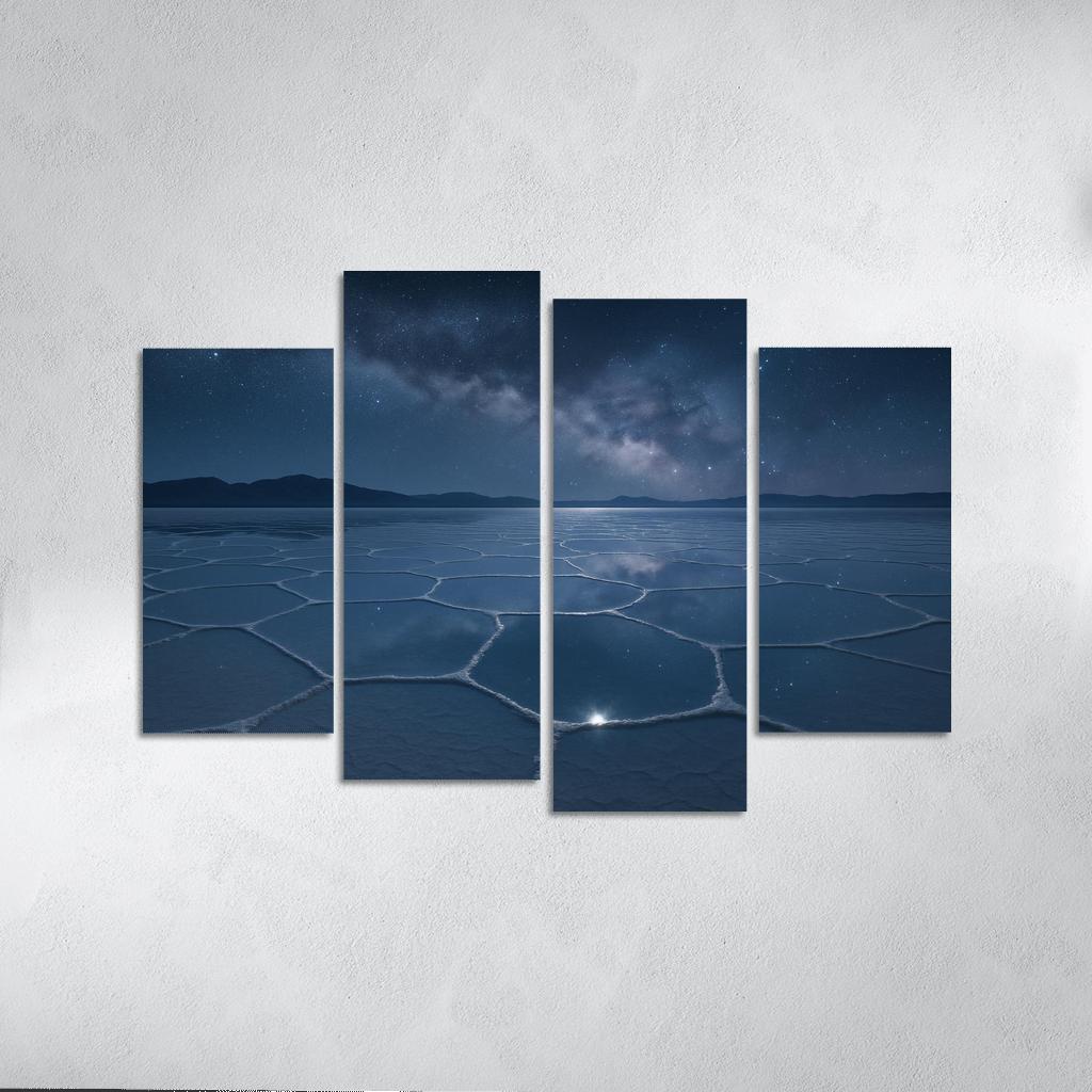 Moonlit Salt Flats Beneath An Indigo Sky modern paintings frame