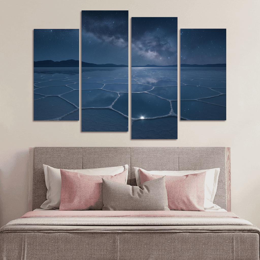 Moonlit Salt Flats Beneath An Indigo Sky modern paintings frame