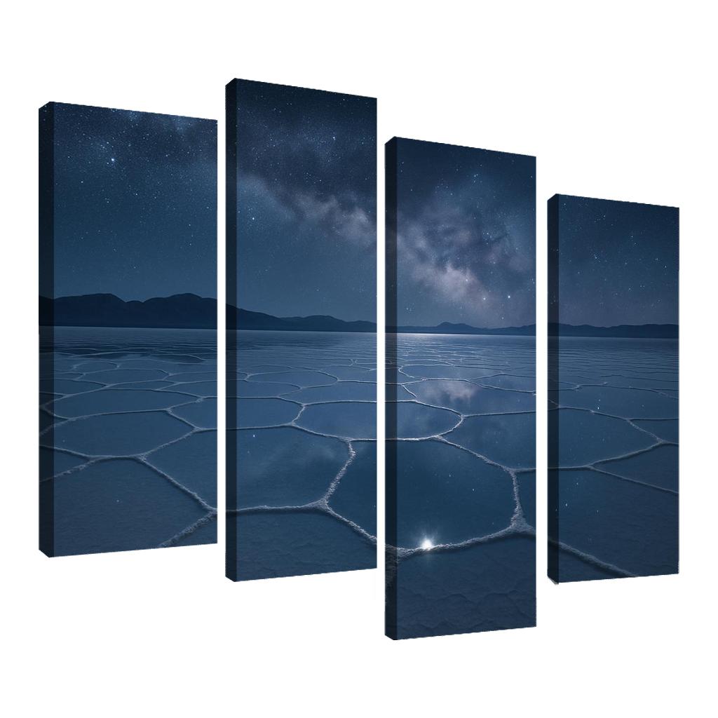 Moonlit Salt Flats Beneath An Indigo Sky modern paintings frame