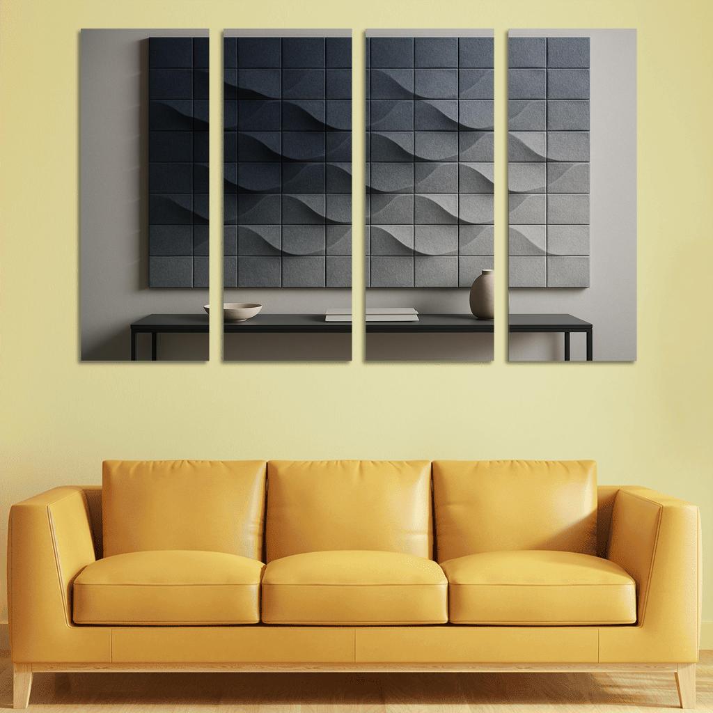 Sculptural Acoustic Felt Wall Tiles With Ombre Relief multi-panel paintings