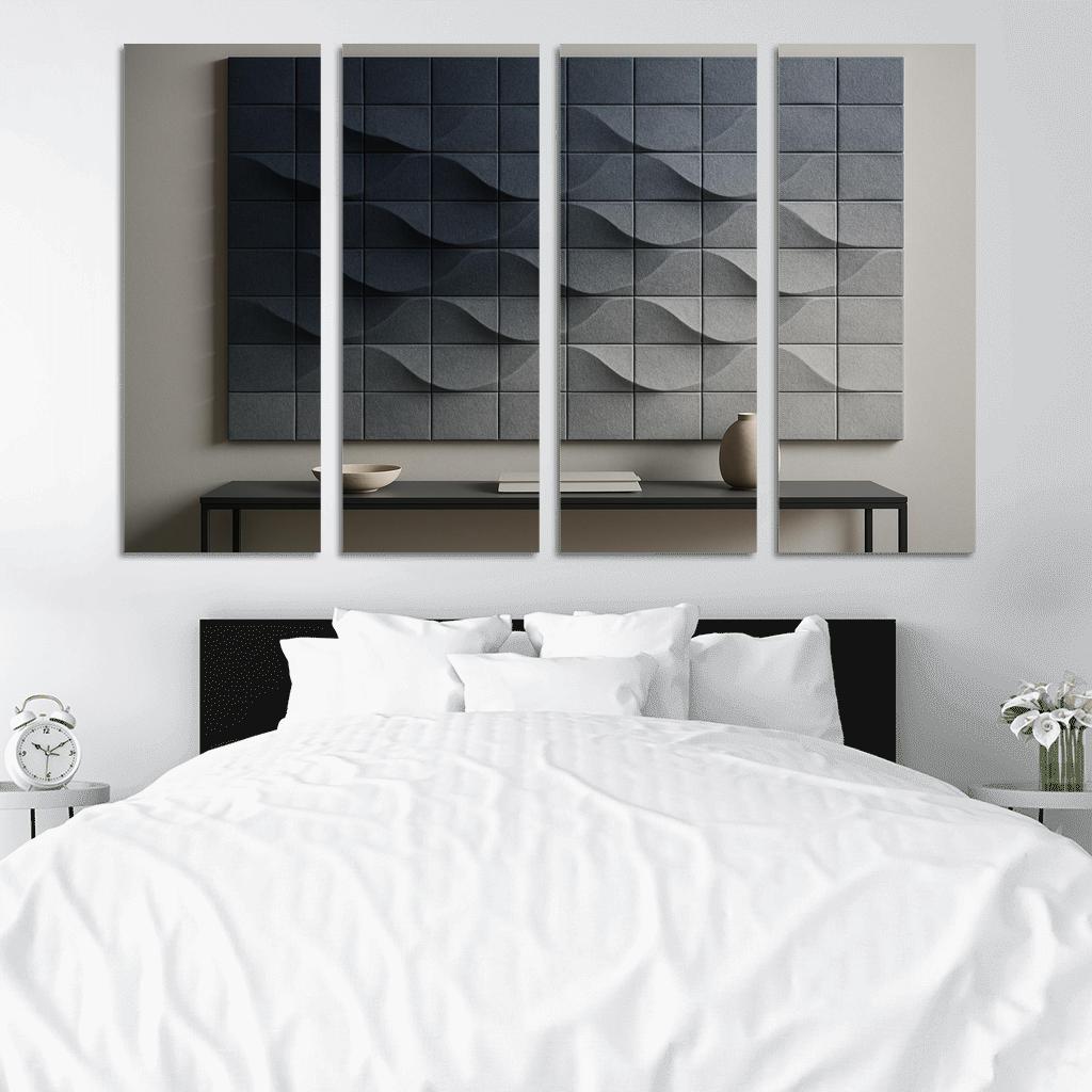 Sculptural Acoustic Felt Wall Tiles With Ombre Relief multi-panel paintings