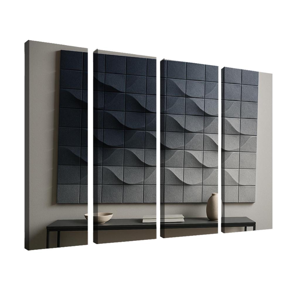 Sculptural Acoustic Felt Wall Tiles With Ombre Relief multi-panel paintings