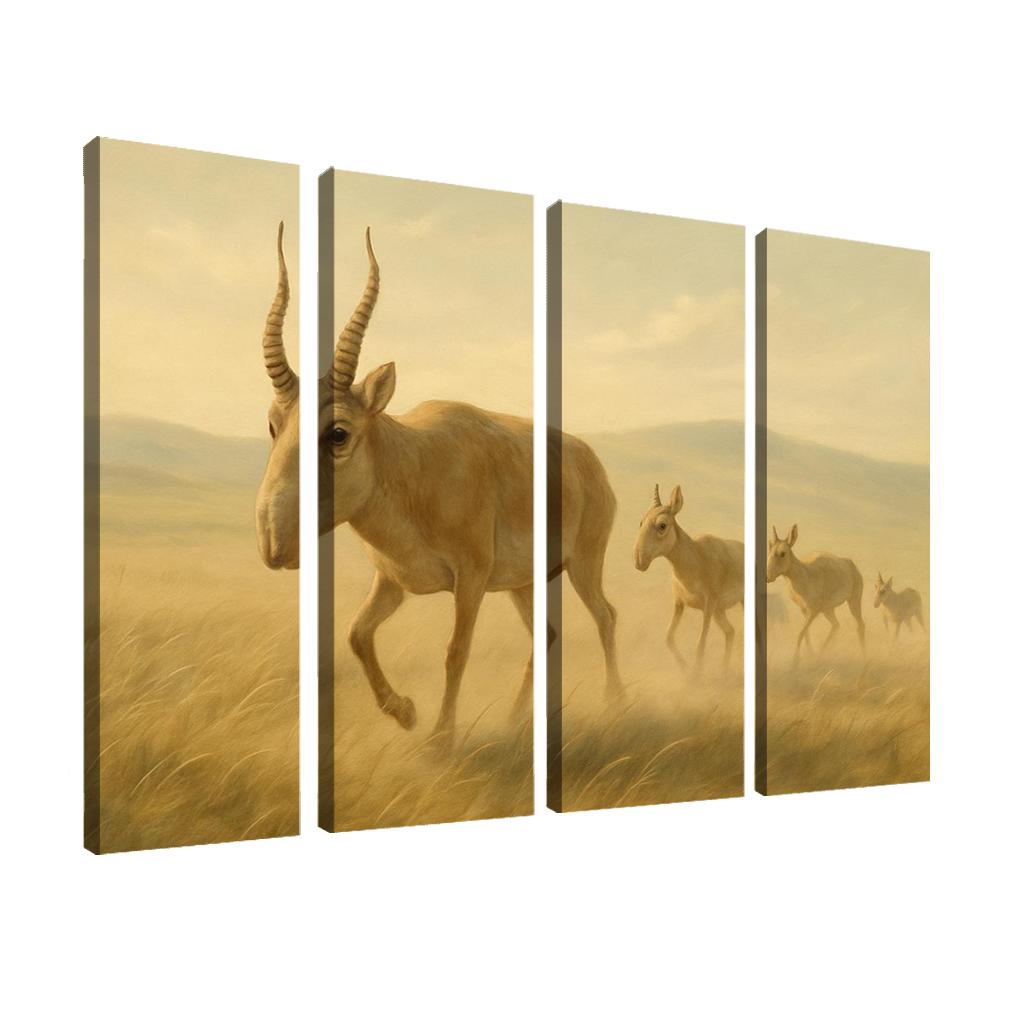 Saiga Antelope Crossing The Wind Swept Steppe wall decor
