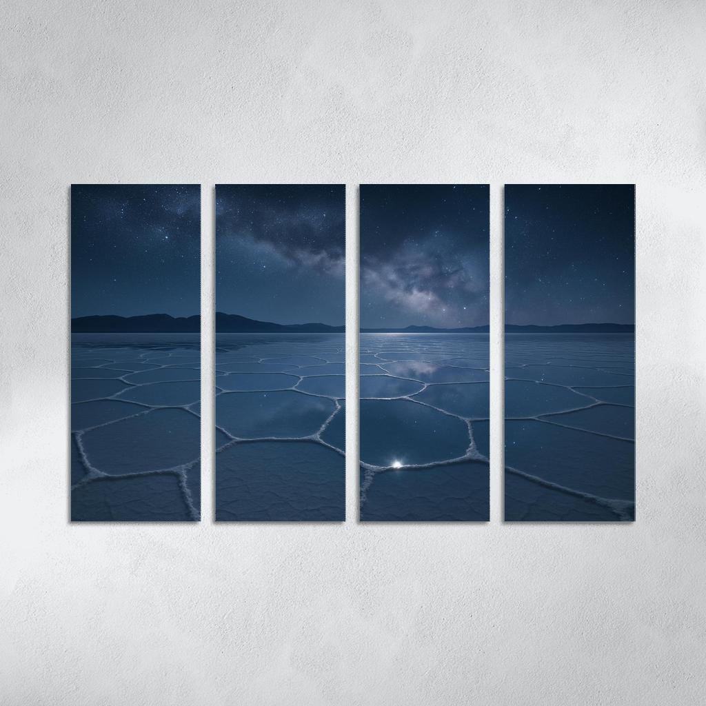 Moonlit Salt Flats Beneath An Indigo Sky modern paintings frame
