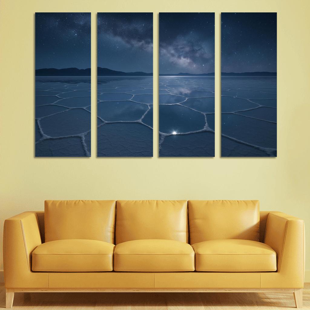 Moonlit Salt Flats Beneath An Indigo Sky modern paintings frame