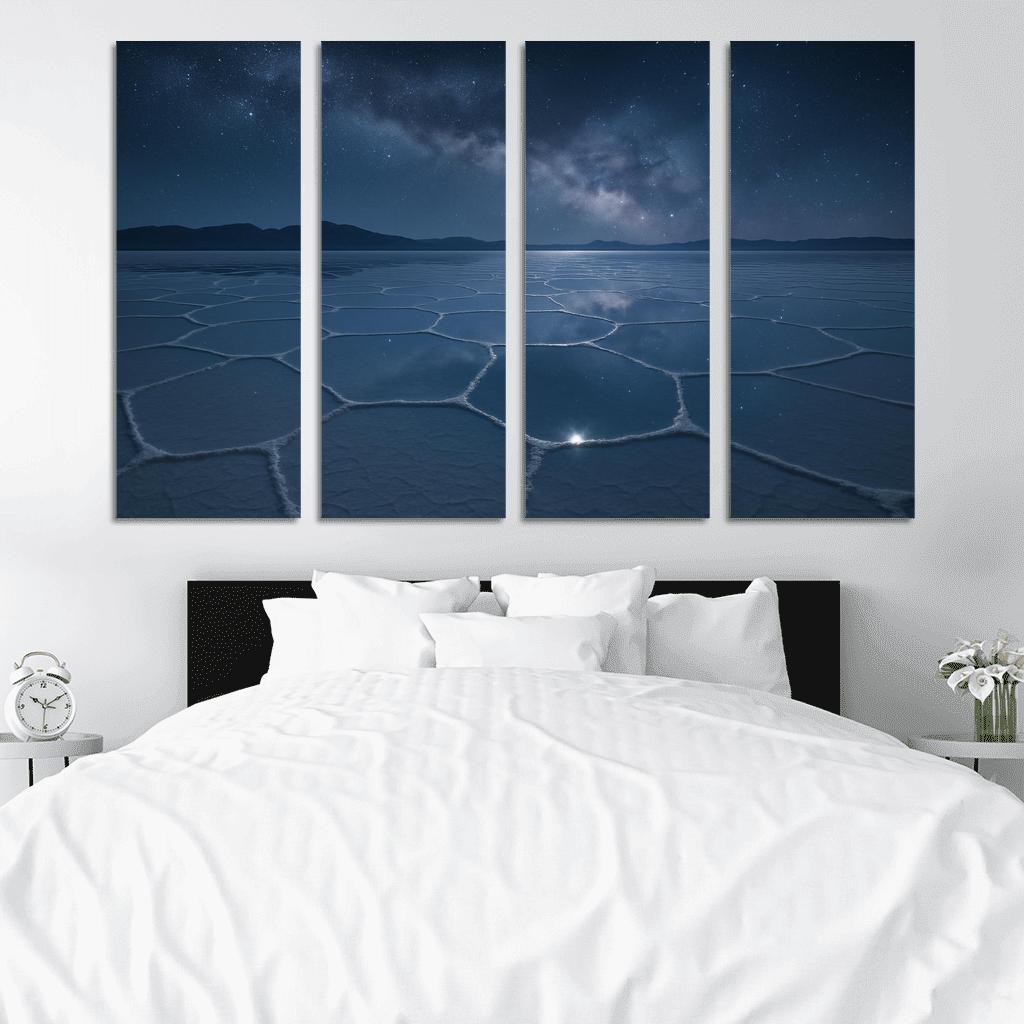 Moonlit Salt Flats Beneath An Indigo Sky modern paintings frame