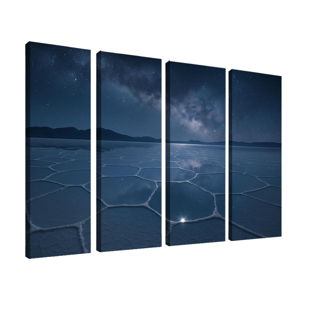 Moonlit Salt Flats Beneath An Indigo Sky modern paintings frame