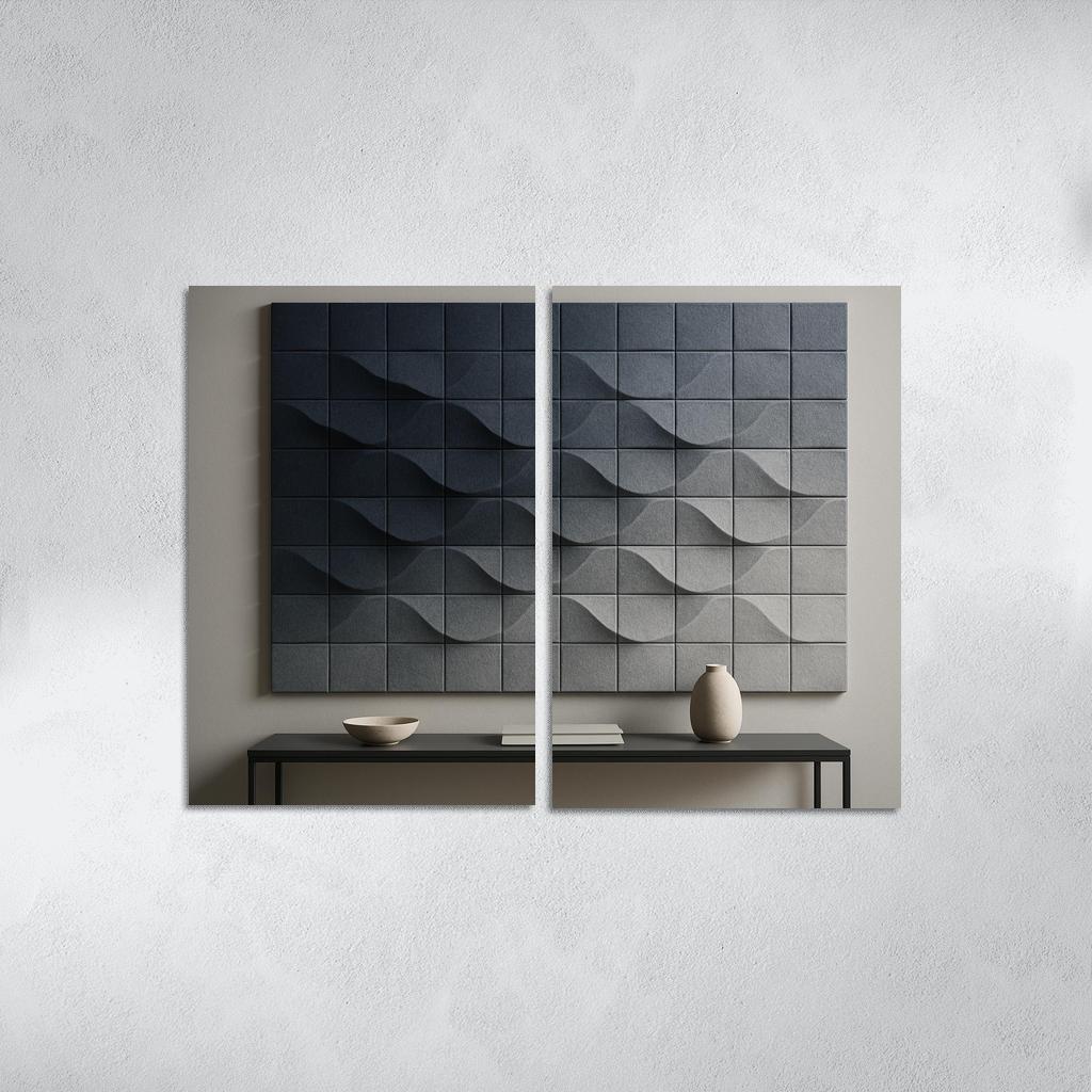 Sculptural Acoustic Felt Wall Tiles With Ombre Relief multi-panel paintings