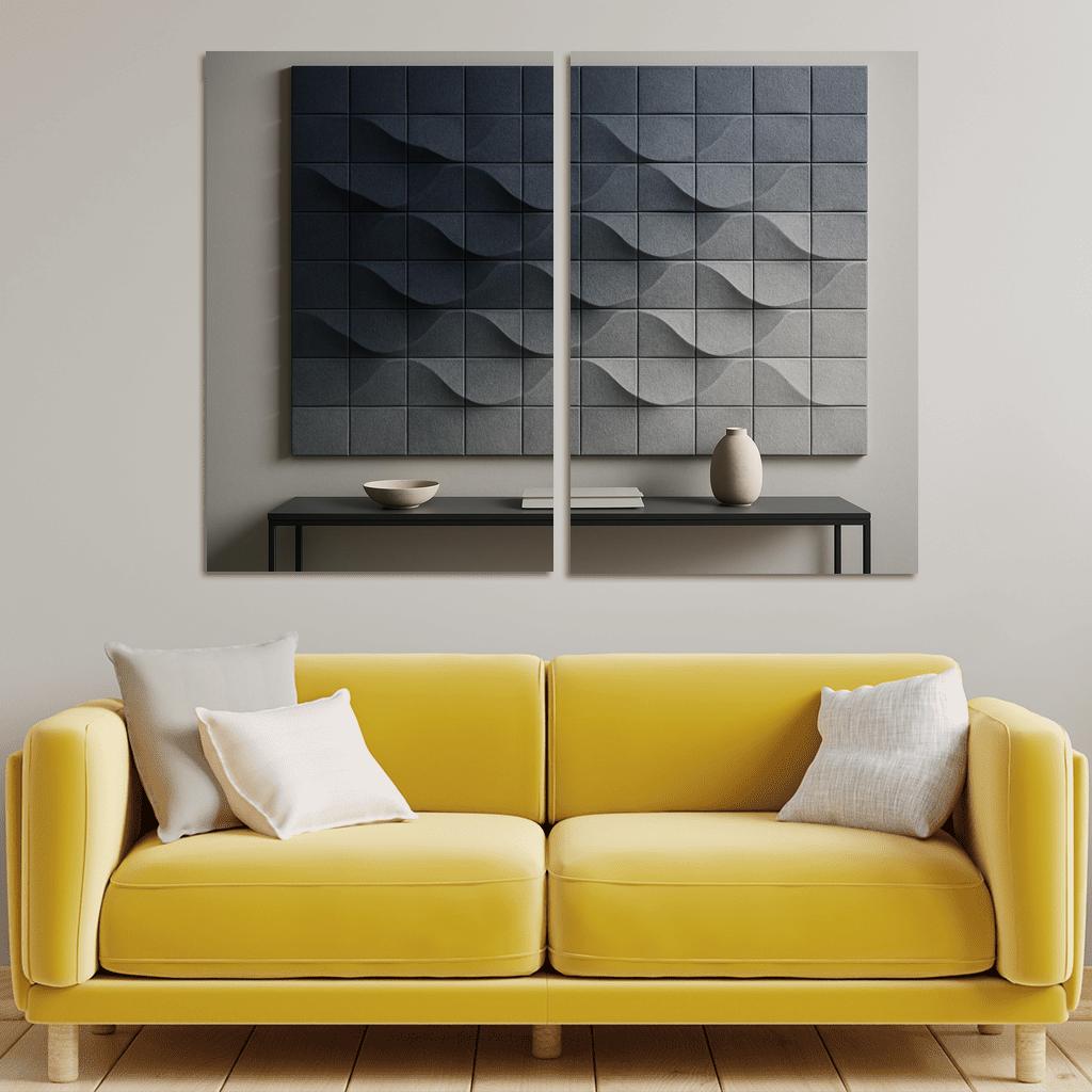 Sculptural Acoustic Felt Wall Tiles With Ombre Relief multi-panel paintings