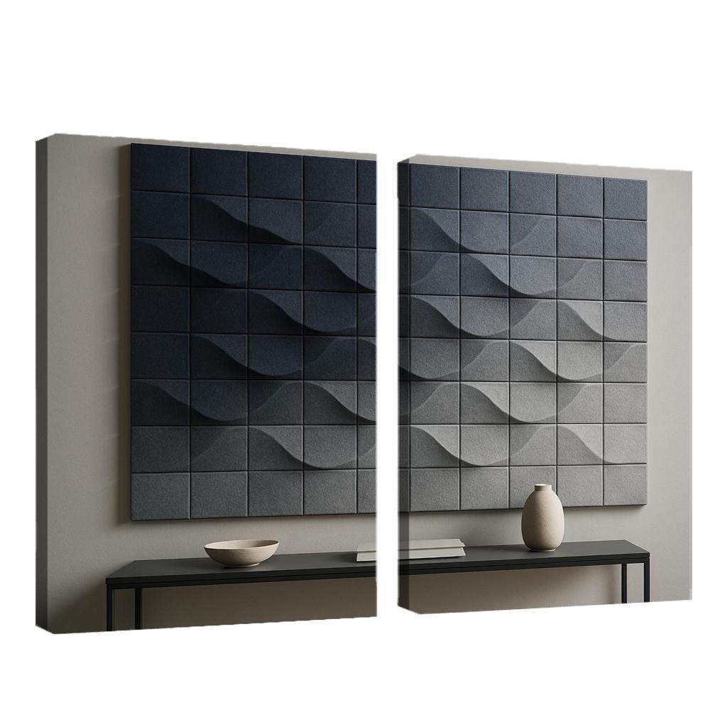 Sculptural Acoustic Felt Wall Tiles With Ombre Relief multi-panel paintings