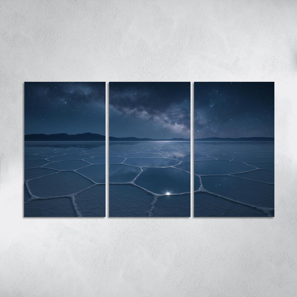 Moonlit Salt Flats Beneath An Indigo Sky modern paintings frame