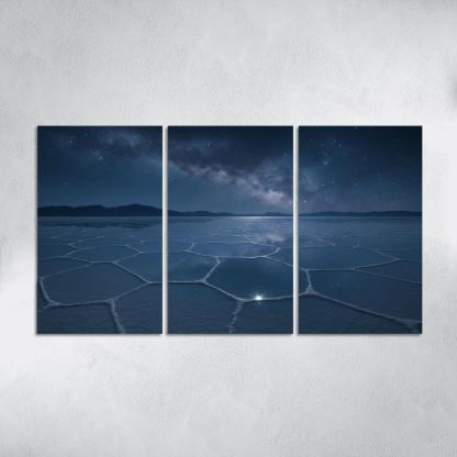 Moonlit Salt Flats Beneath An Indigo Sky modern paintings frame