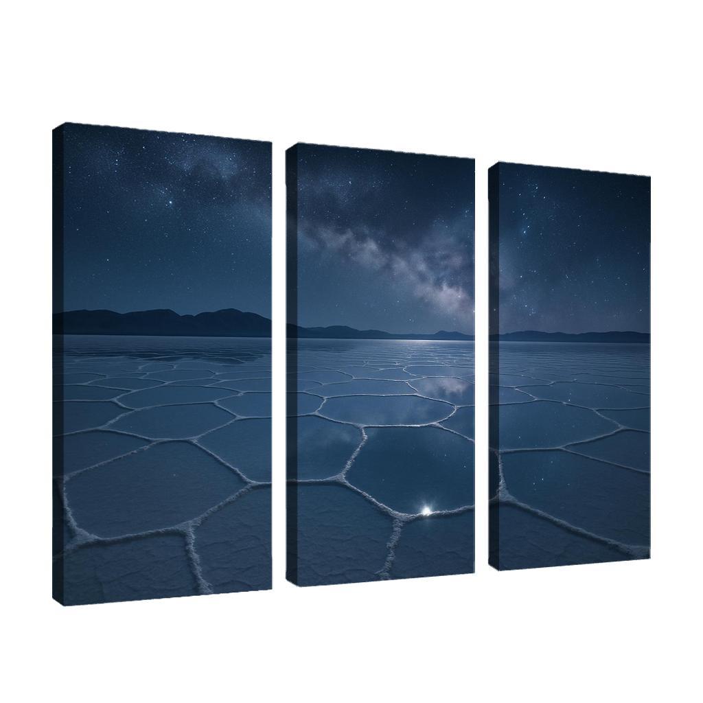 Moonlit Salt Flats Beneath An Indigo Sky modern paintings frame