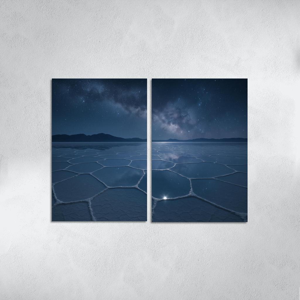 Moonlit Salt Flats Beneath An Indigo Sky modern paintings frame