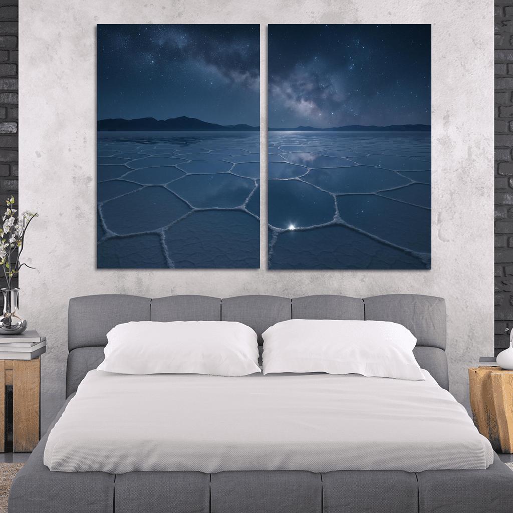 Moonlit Salt Flats Beneath An Indigo Sky modern paintings frame