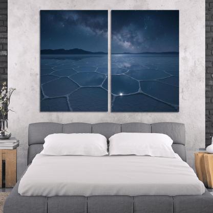Moonlit Salt Flats Beneath An Indigo Sky modern paintings frame