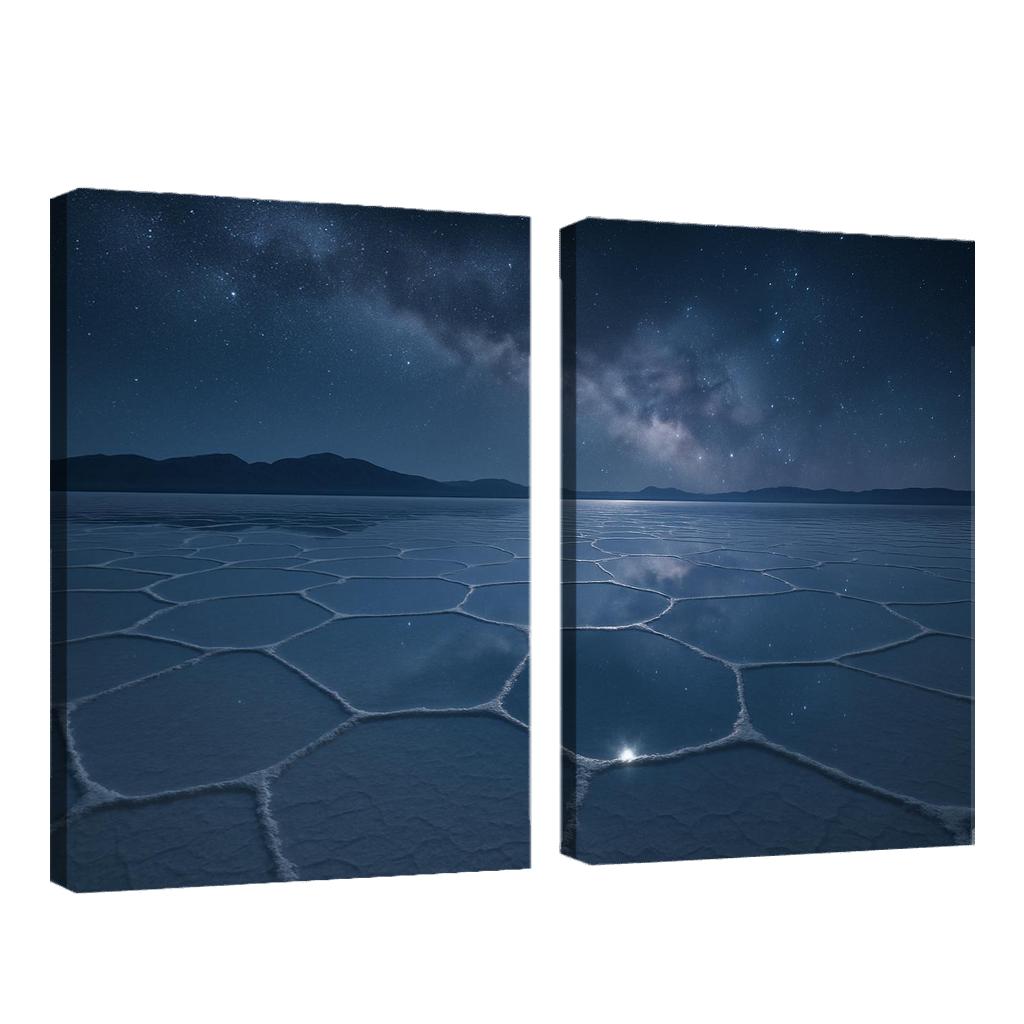 Moonlit Salt Flats Beneath An Indigo Sky modern paintings frame