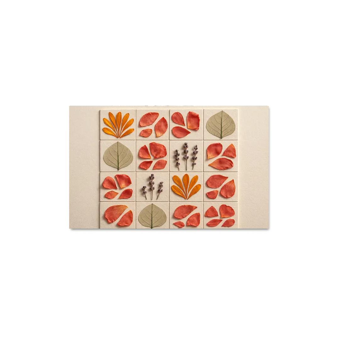 Pressed Petal Mosaic In Warm Ochre And Rose Tones premium artwork frames