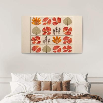 Pressed Petal Mosaic In Warm Ochre And Rose Tones premium artwork frames