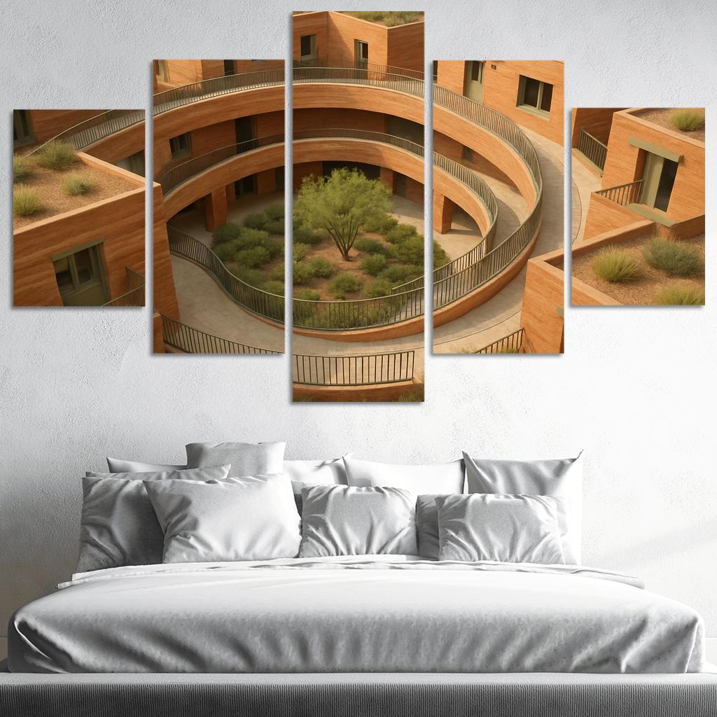 Rammed Earth Spiral Courtyard Housing canvas paintings frame