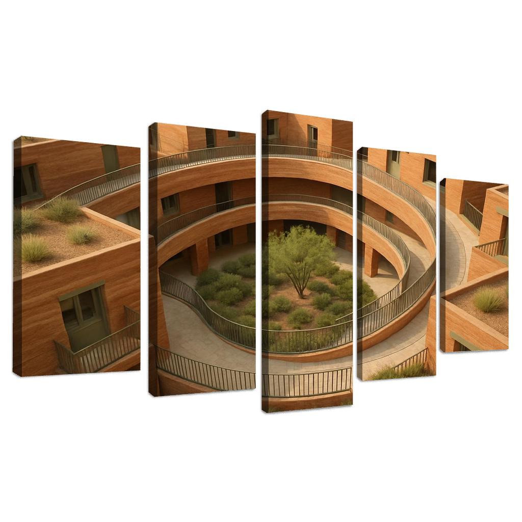 Rammed Earth Spiral Courtyard Housing canvas paintings frame