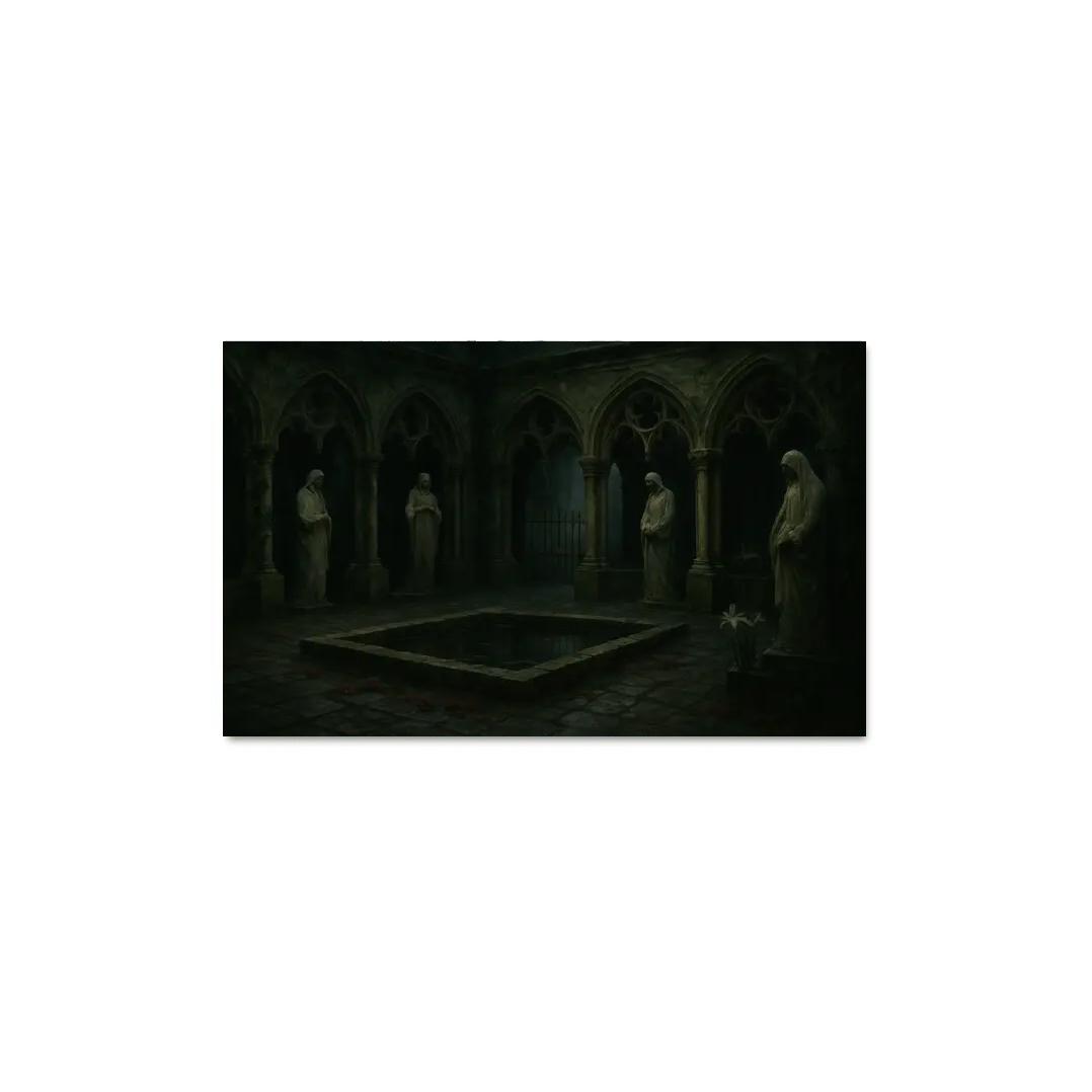 Sepulchral Garden Cloister With Bone White Statues modern paintings frame