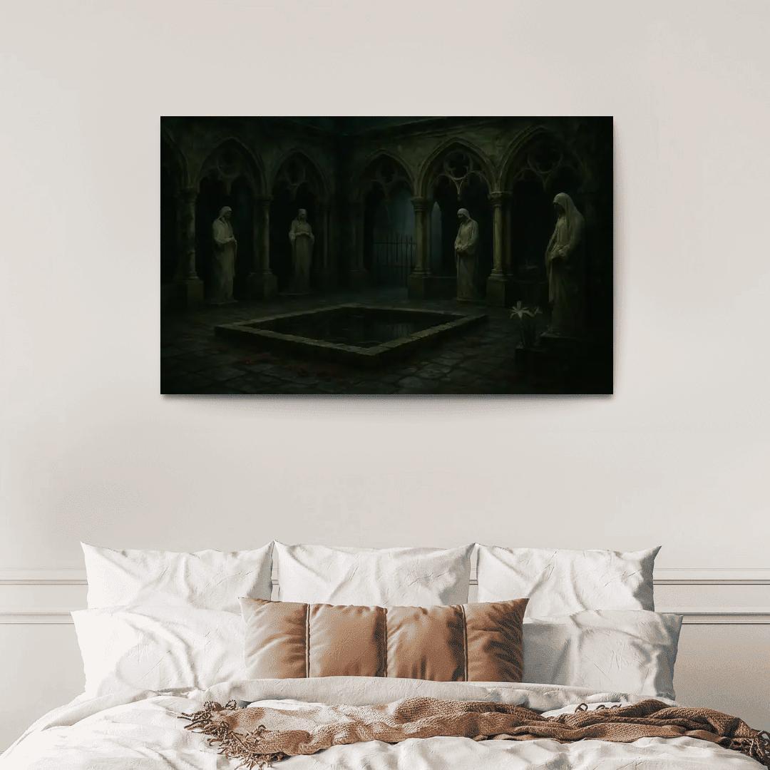 Sepulchral Garden Cloister With Bone White Statues modern paintings frame