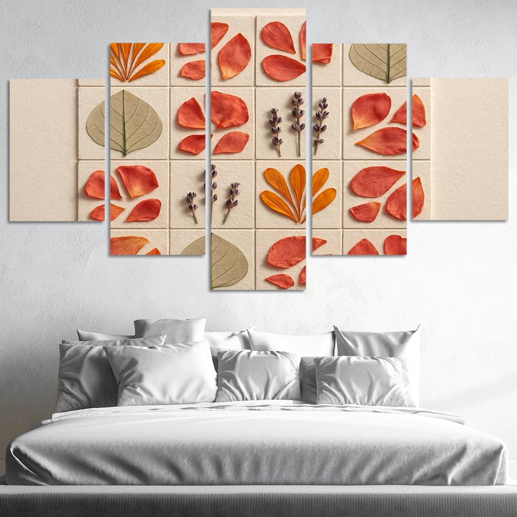 Pressed Petal Mosaic In Warm Ochre And Rose Tones premium artwork frames