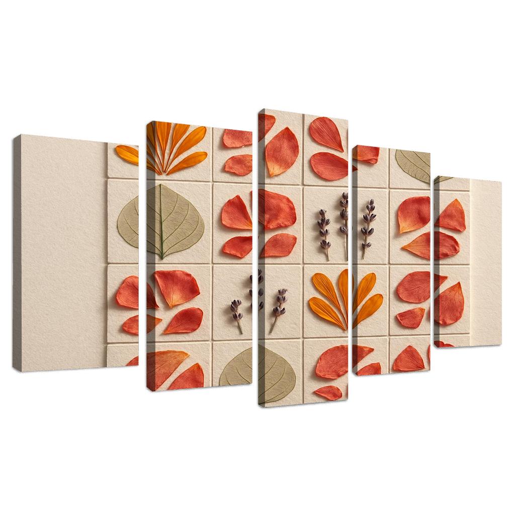 Pressed Petal Mosaic In Warm Ochre And Rose Tones premium artwork frames
