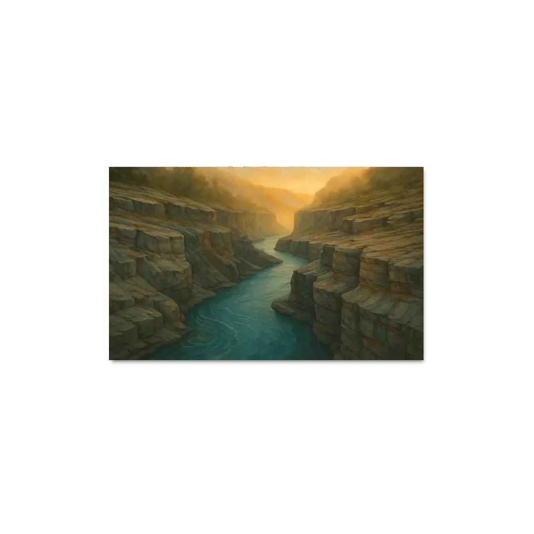 Amber Mist Over A Turquoise Glacial River Gorge oil paintings frame