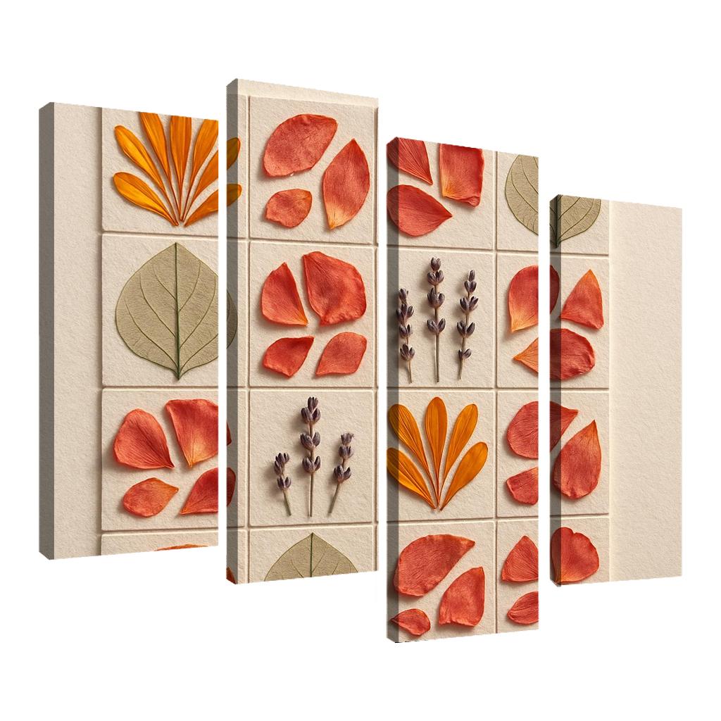 Pressed Petal Mosaic In Warm Ochre And Rose Tones premium artwork frames
