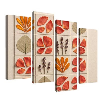 Pressed Petal Mosaic In Warm Ochre And Rose Tones premium artwork frames