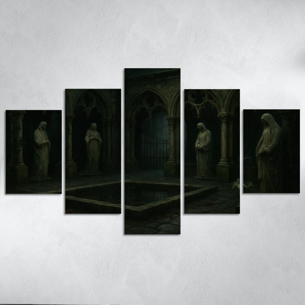 Sepulchral Garden Cloister With Bone White Statues modern paintings frame