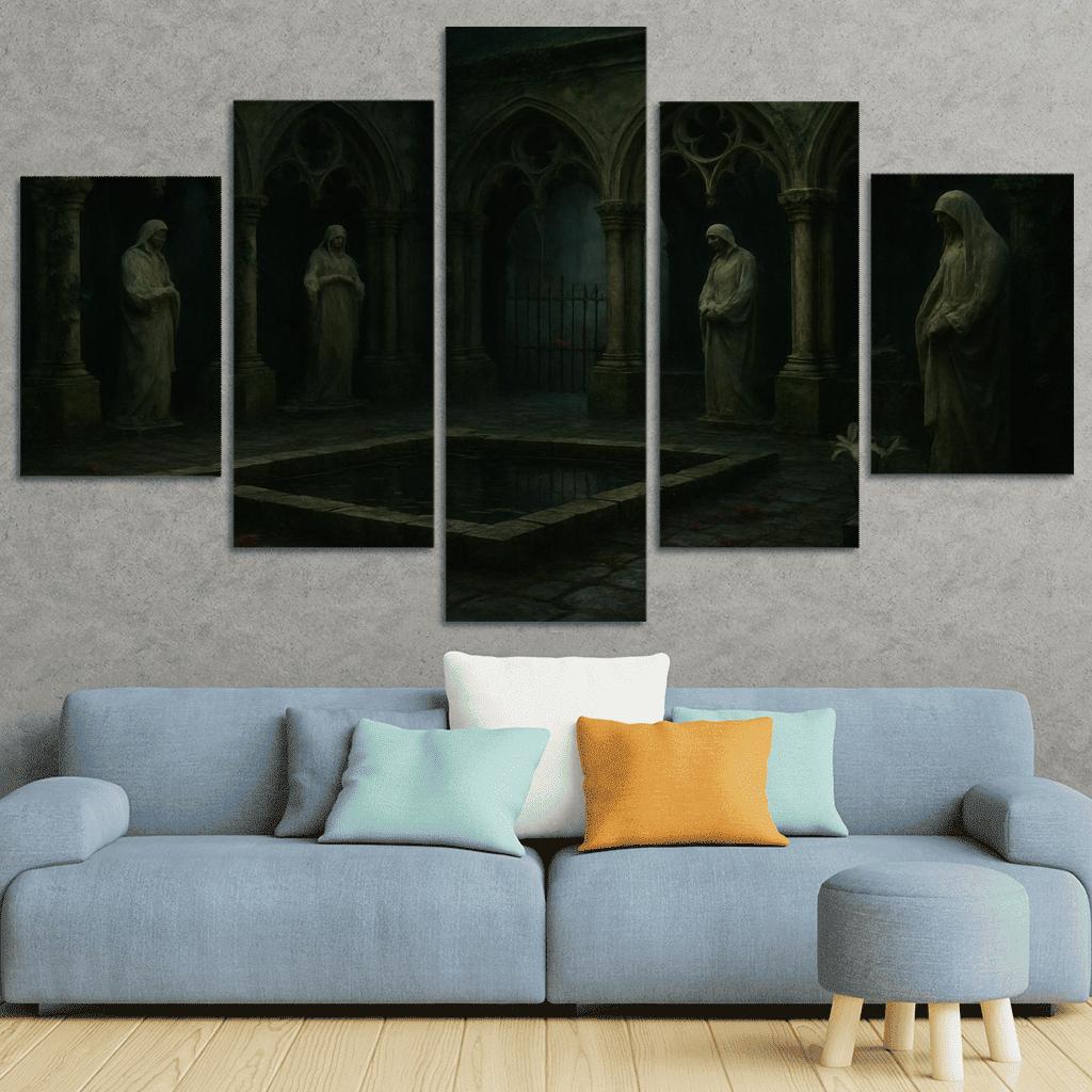 Sepulchral Garden Cloister With Bone White Statues modern paintings frame