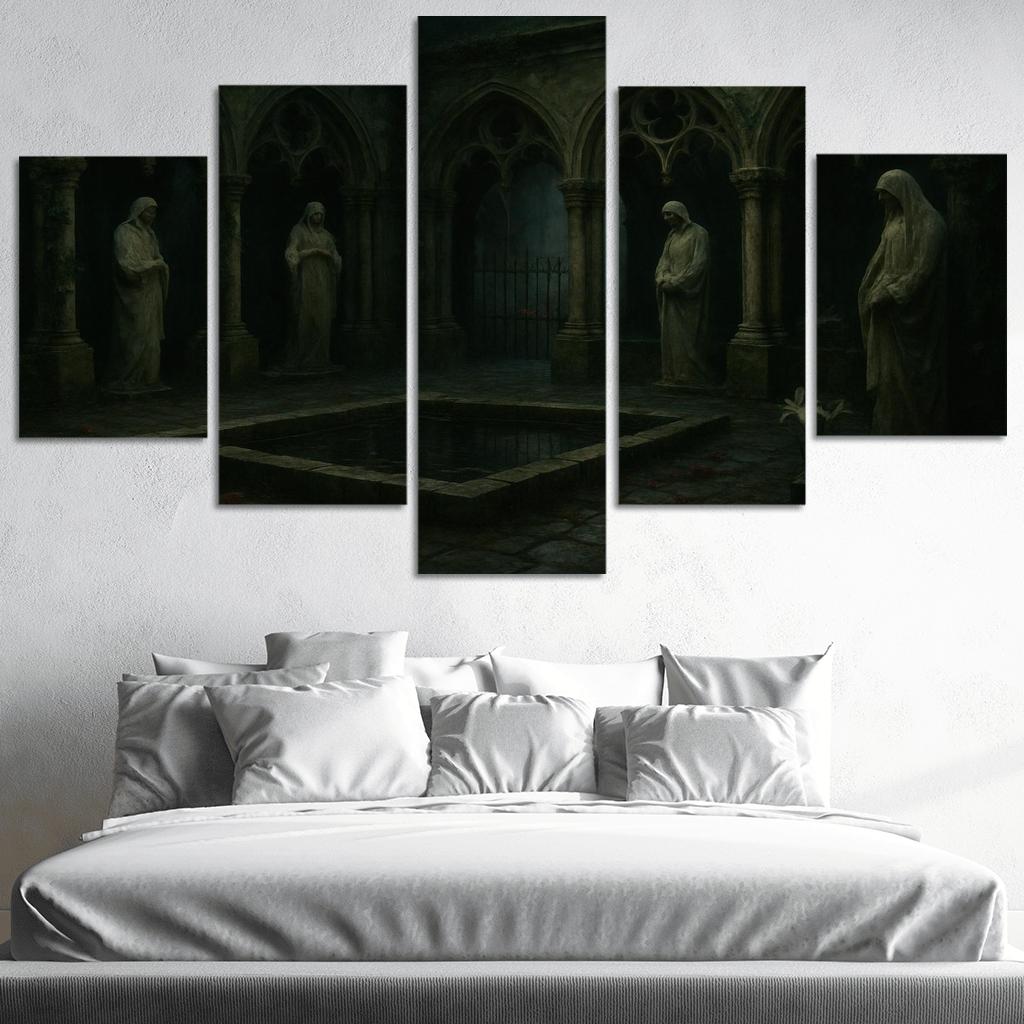 Sepulchral Garden Cloister With Bone White Statues modern paintings frame
