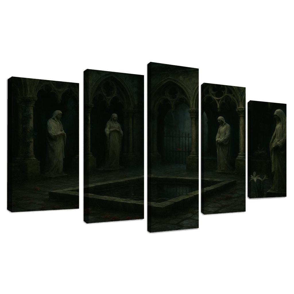 Sepulchral Garden Cloister With Bone White Statues modern paintings frame