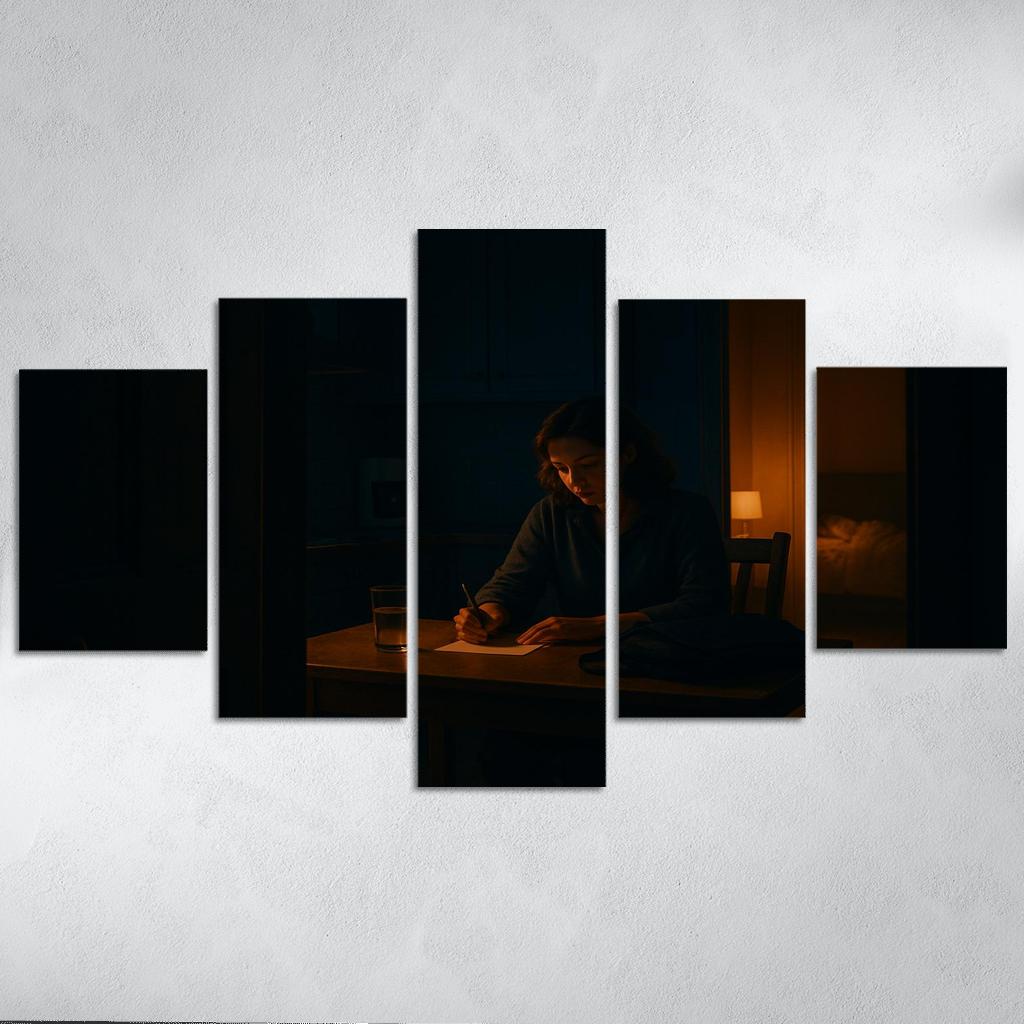 Midnight Kitchen Light The Comfort She Always Left On modern paintings frame