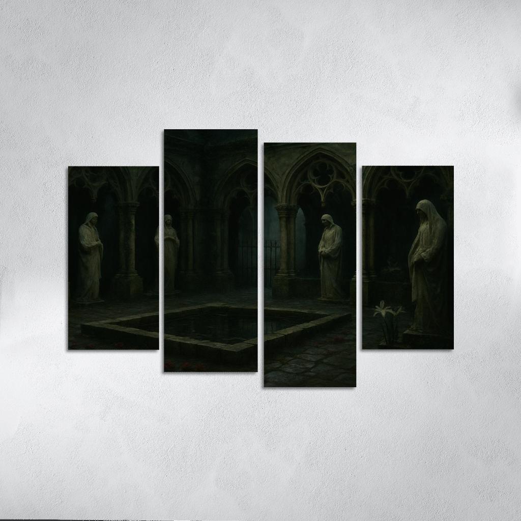 Sepulchral Garden Cloister With Bone White Statues modern paintings frame
